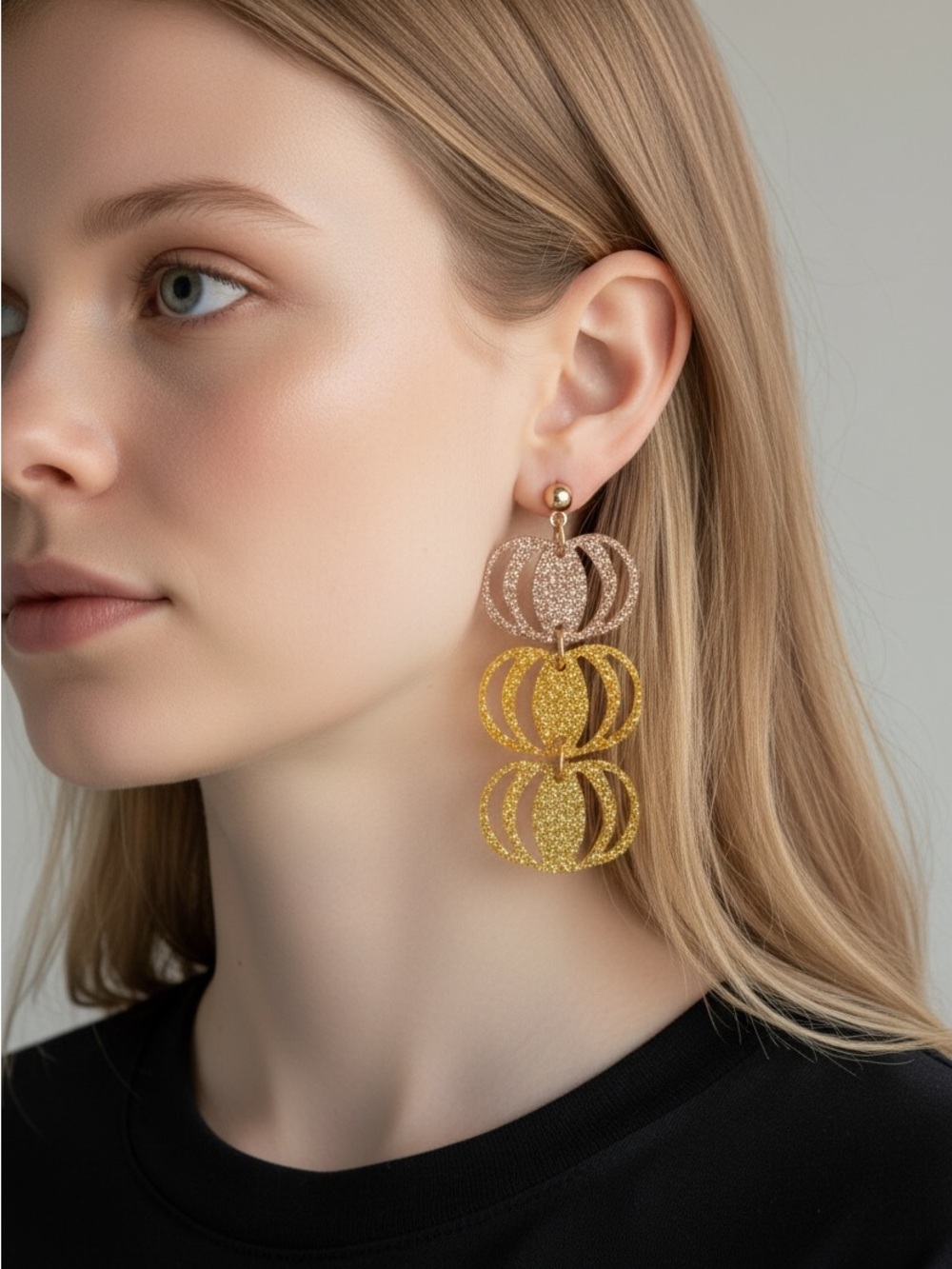 10/9 Gold and Rose Gold Drop Earrings - Women Jewelry